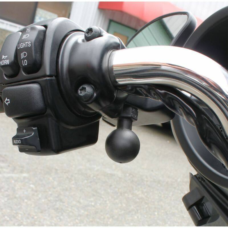 RAP-B-379-HA1U RAM® Tough-Ball™ Mirror Base for Harley-Davidson Motorcycles installed below bars