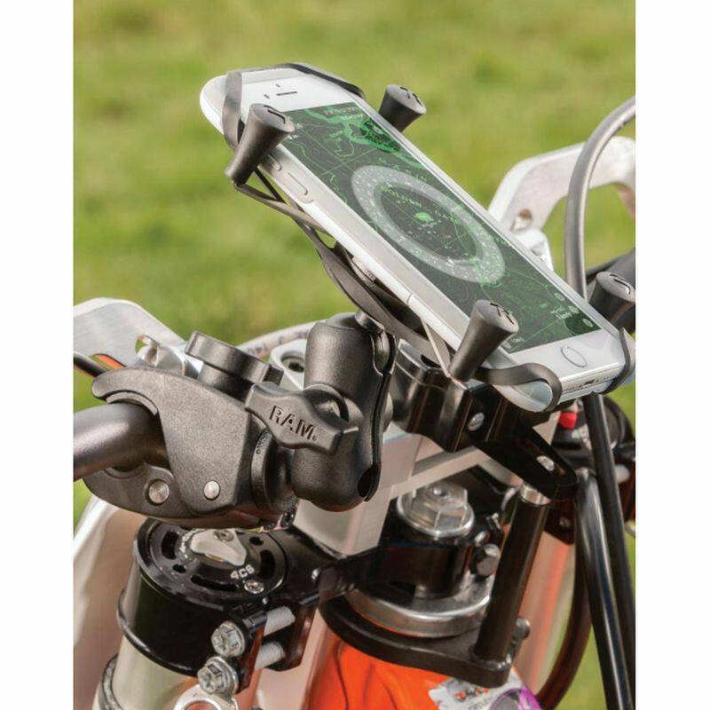 RAM-B-400-A-HOL-UN10BU Small Tough-Claw™ Mount and Universal RAM® X-Grip® Phablet Cradle on bike