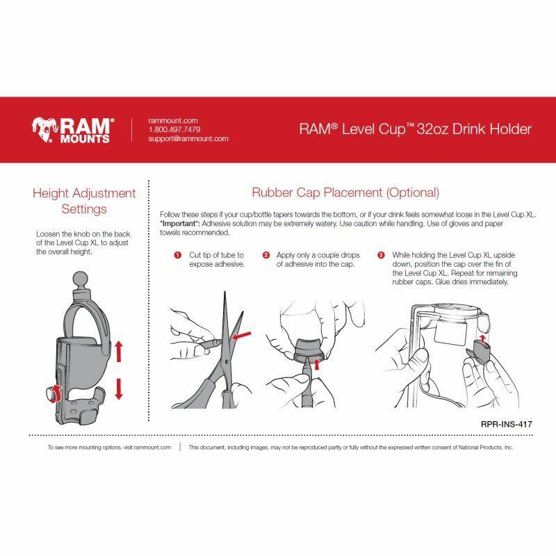 RAM Drink Holder - Self Levelling XL Size with Tough-Claw Base