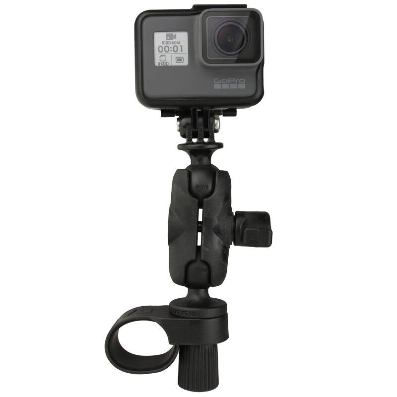 RAP-B-460-A-GOP1U RAM® Tough-Strap™ Double Ball Mount with Universal Action Camera Adapter - side view