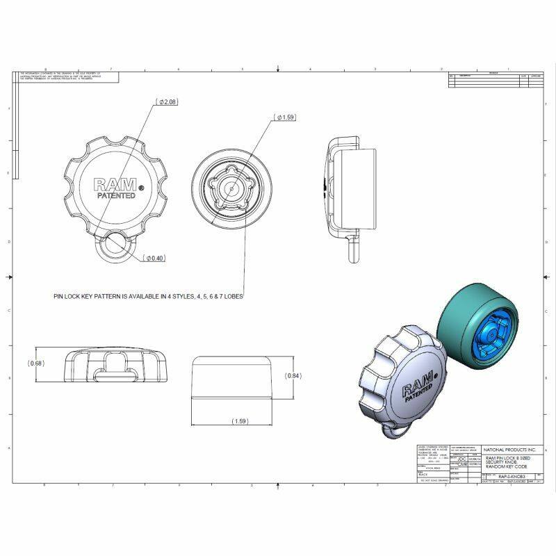 RAP-S-KNOB3U RAM® Pin-Lock™ Security Knob for B Size Socket Arms - drawing file
