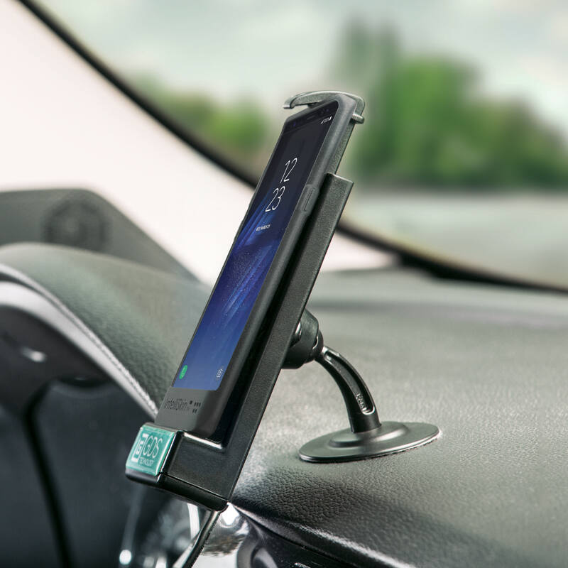 RAP-SB-180-GDS-DOCK-V1U GDS® Powered Phone Dock with RAM® Lil Buddy™ Adhesive Dash Mount on dash