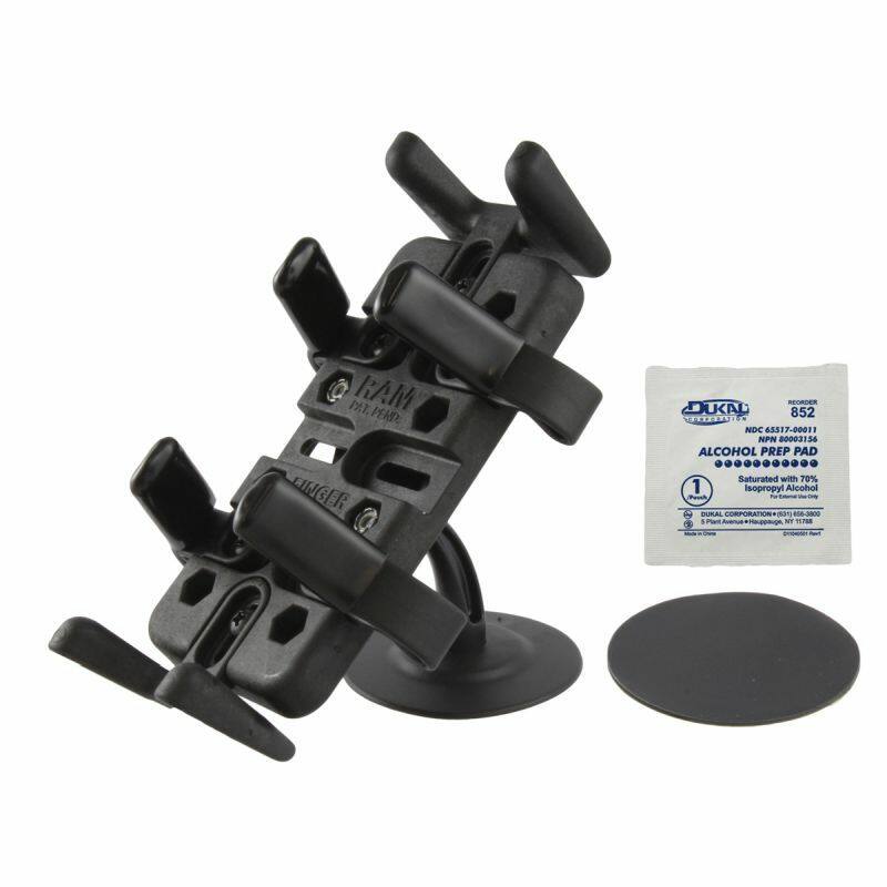 RAP-SB-180U RAM® Lil Buddy™ Adhesive Dash Mount with Diamond Plate with finger grip cradle