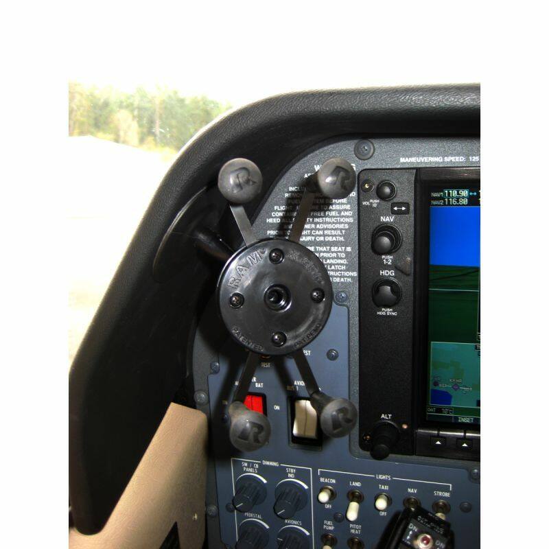 RAP-SB-180-UN7U Lil Buddy™ Adhesive Stick Base Mount with Universal X-Grip® Cell Phone Cradle in aircraft