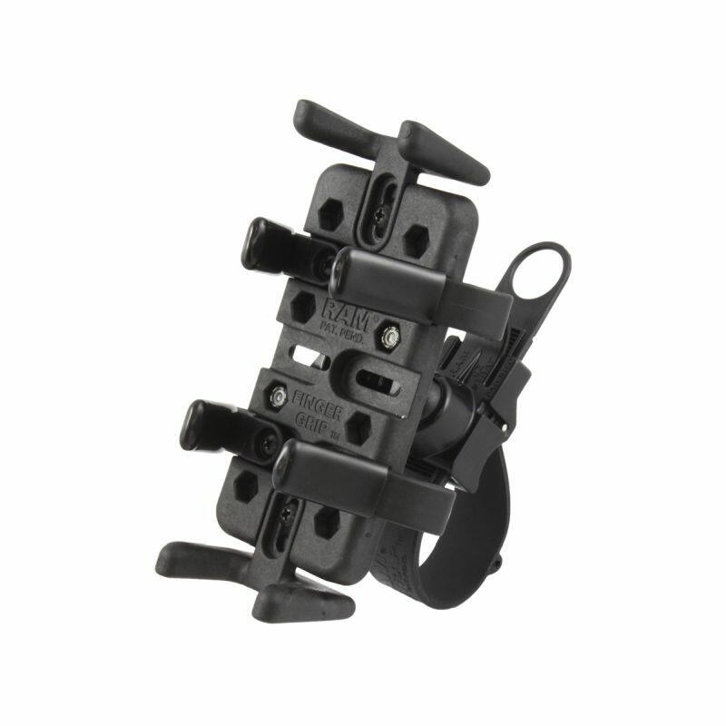 RAP-SB-187-UN4 RAM® Finger-Grip™ Universal Holder with RAM® EZ-Strap™ Rail Mount empty