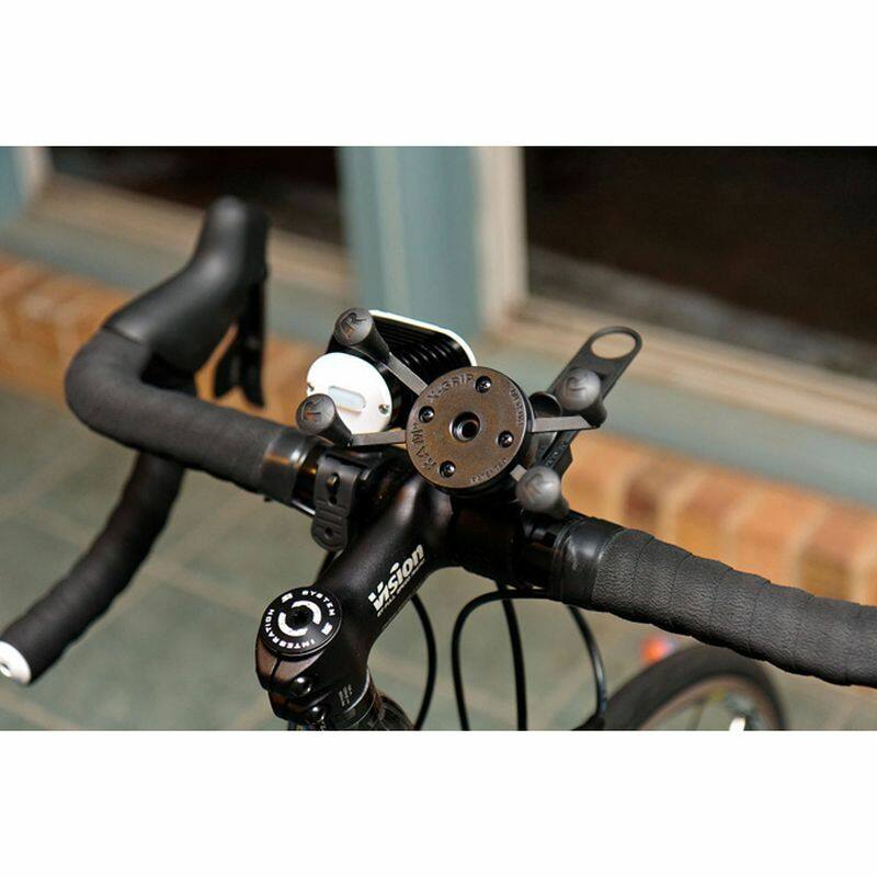 RAP-SB-187-UN7U RAM® X-Grip® Phone Mount with RAM® EZ-Strap™ Rail Mount on bicycle - empty