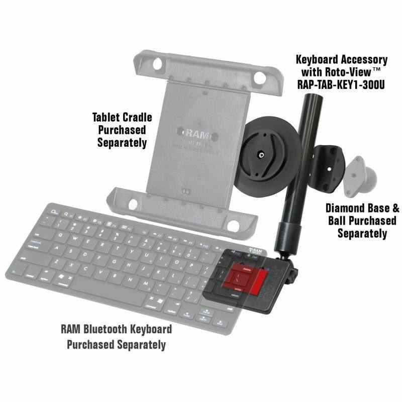 RAP-TAB-KB1-300U RAM® Keyboard Accessory for Tablets with RAM® Roto-View™ Rotating Mount.
