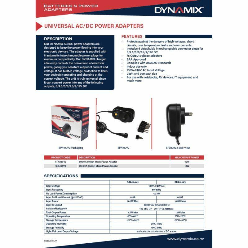 DYNAMIX SPA100V2 specifications