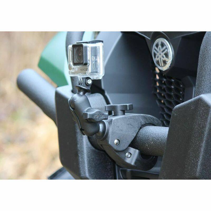 RAP-B-400-A-GOP1U RAM® Tough-Claw™ Small Clamp Mount with Universal Action Camera Adapter - Short Arm on Yamaha ATV