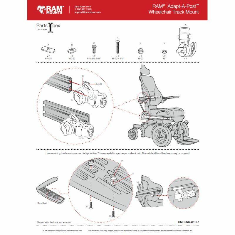 RAP-AAPR-WCT RAM® Universal Wheelchair Base with Quick Release & Swivel Feature - wheelchair track mount fitting