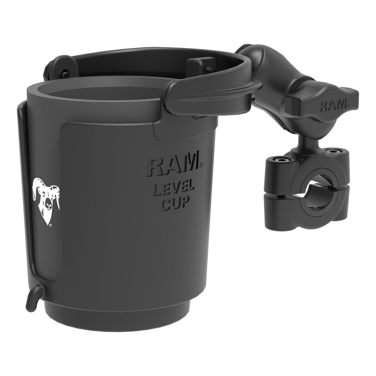 RAM-B-408-75-1-A-132U Level Cup 16oz self-levelling drink holder with Torque medium rail base and short arm