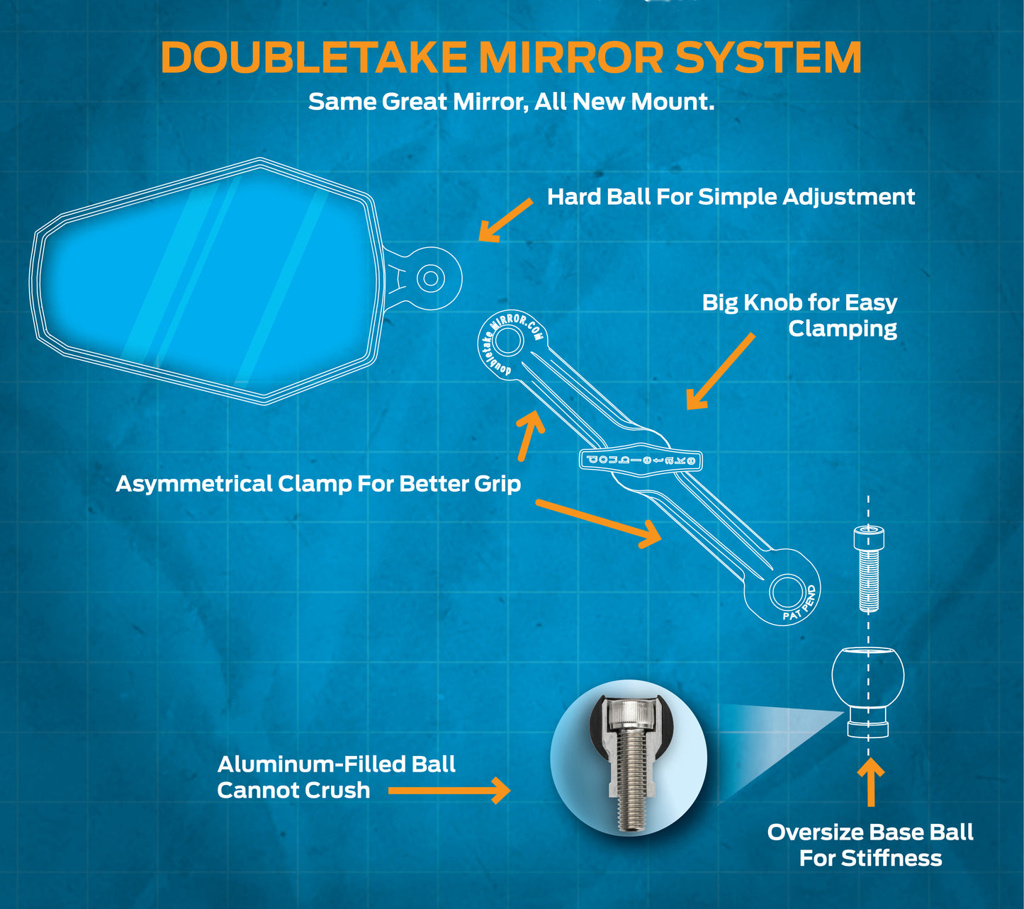 Doubletake arm and mirror combination