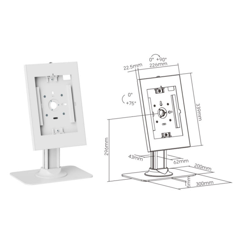 Brateck PAD34-03 anti-theft tablet kiosk for 9.7 to 11 inch tablets, matte white