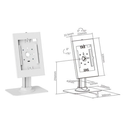 Brateck PAD34-03 anti-theft tablet kiosk for 9.7 to 11 inch tablets, matte white