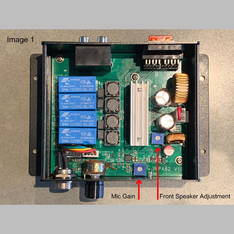 Ready2Talk Amplified PA System - PA62 Simplified - internal adjustment 