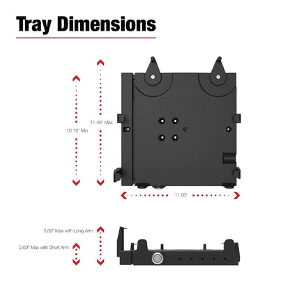 RAM Tough-Tray III Spring Loaded Laptop Tray dimensions 