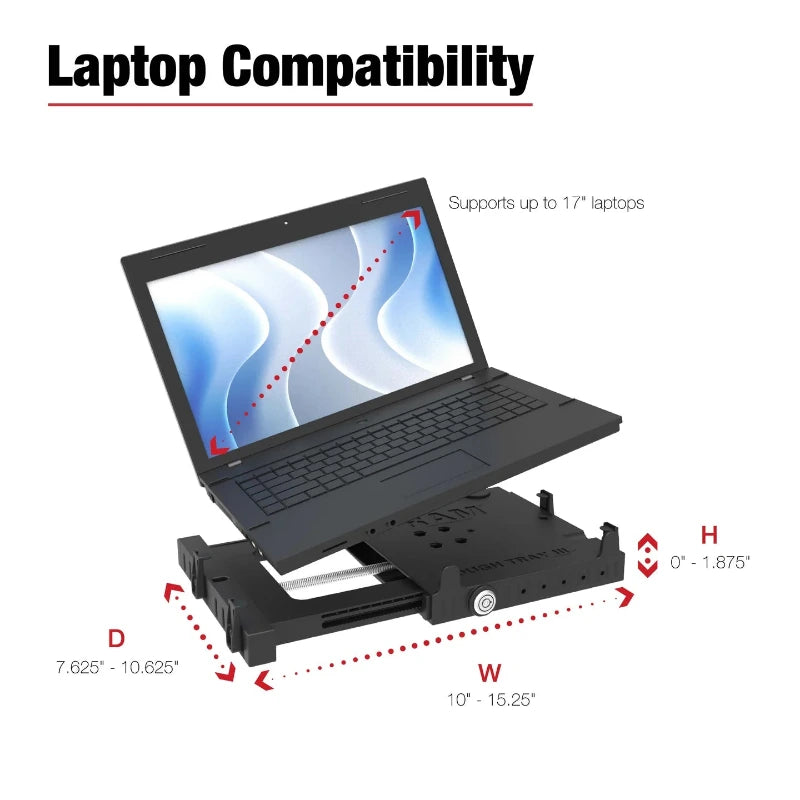 RAM Tough-Tray III Spring Loaded Laptop Tray compatibility 