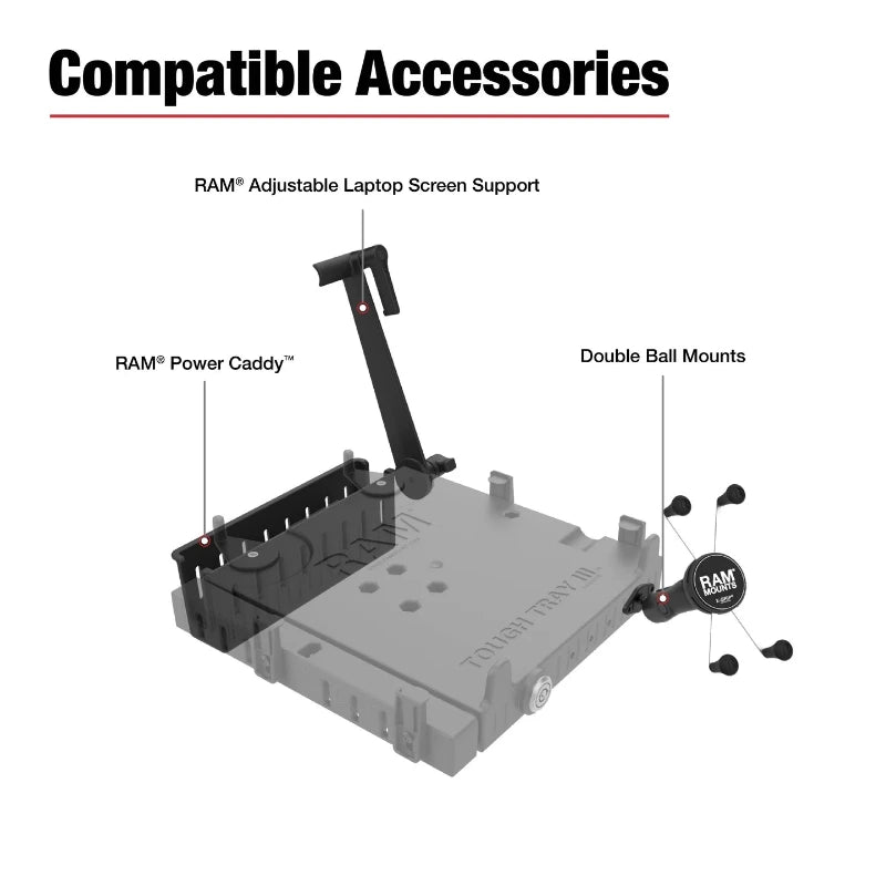 RAM Tough-Tray III Spring Loaded Laptop Tray accessories 