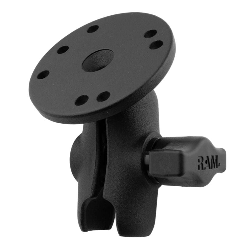 RAM Double Socket Arm with Round Base -  B Series 1" Ball  - Short  length