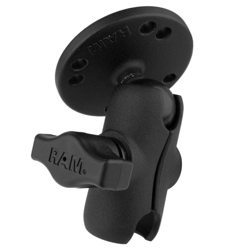 RAM Double Socket Arm with Round Base -  B Series 1" Ball  - Short  length