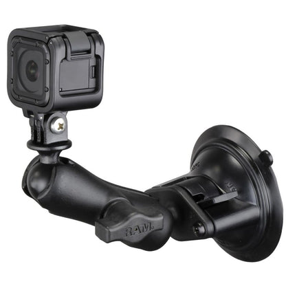 RAM-B-166-GOP1U RAM® Twist-Lock™ Suction Cup Mount with Action Camera Adapter - Medium Arm