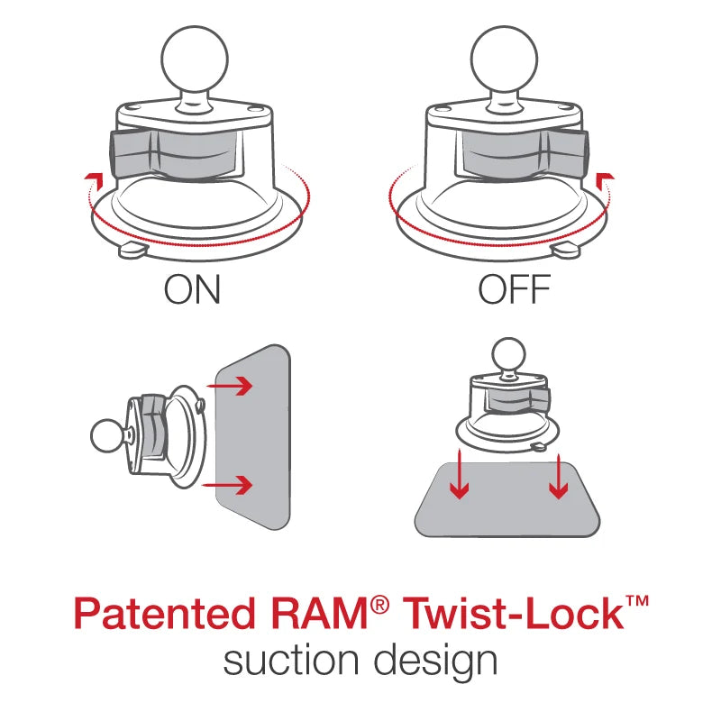 RAM-B-166-UN14W-1 Quick-Grip 15W waterproof wireless charging suction cup mount