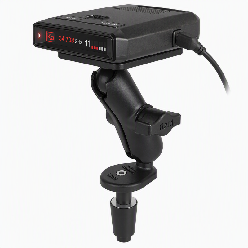 RAM Radar Detector Mount - Power Plate with Fork Stem Mount / Medium Arm