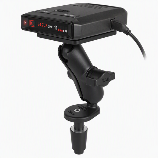 RAM Radar Detector Mount - Power Plate with Fork Stem Mount / Medium Arm