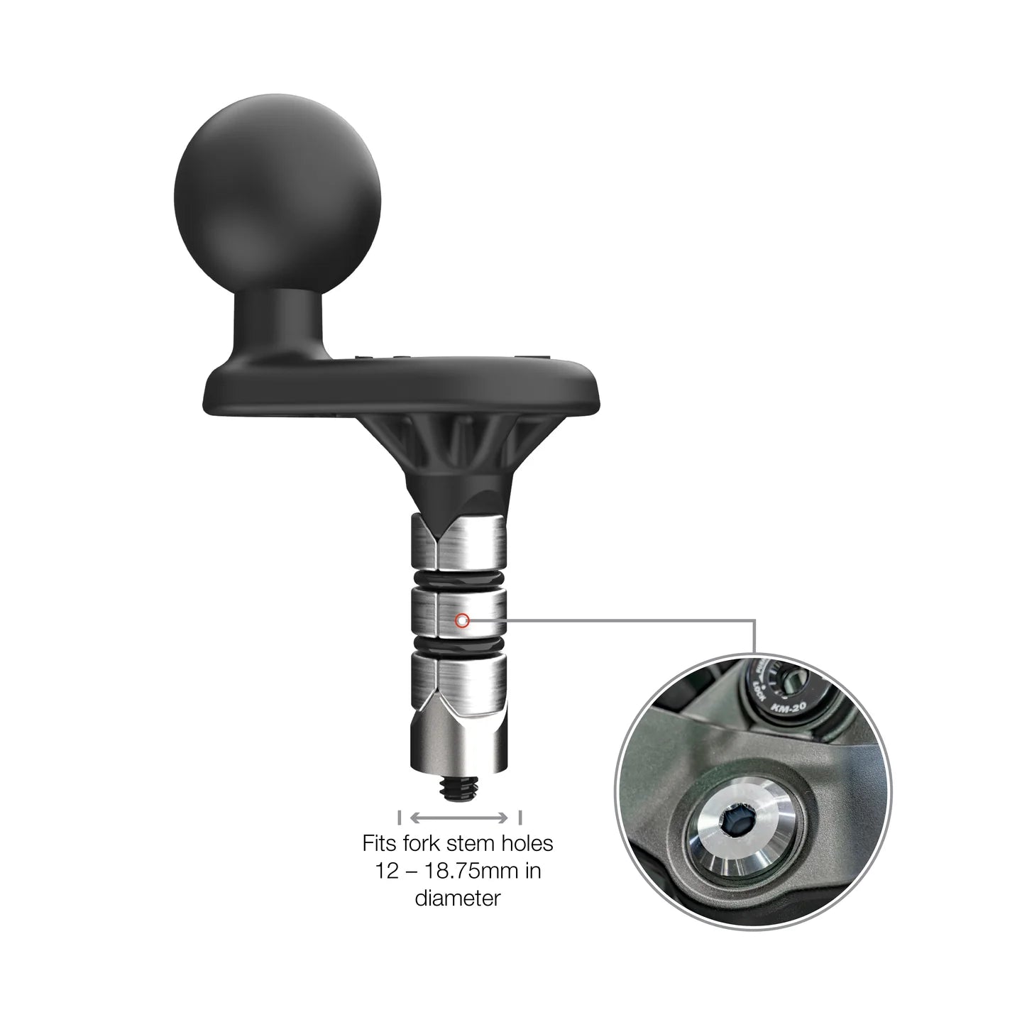 RAM-B-342W-1U - Fork Stem Wedge Base 12-18.75mm - B Series (1" Ball)