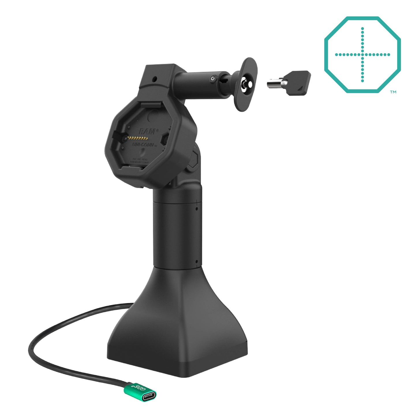 RAM GDS Uni-Conn Powered 7" Locking Pedestal Dock with USB-C