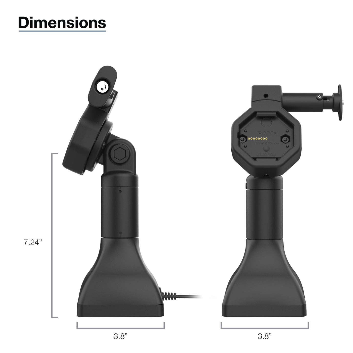 RAM GDS Uni-Conn Powered 7" Locking Pedestal Dock with USB-C