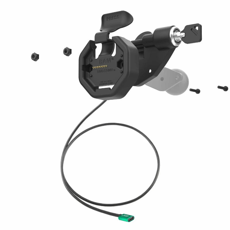 RAM GDS Uni-Conn Powered Right Locking Snap-In Dock with USB-C Connector
