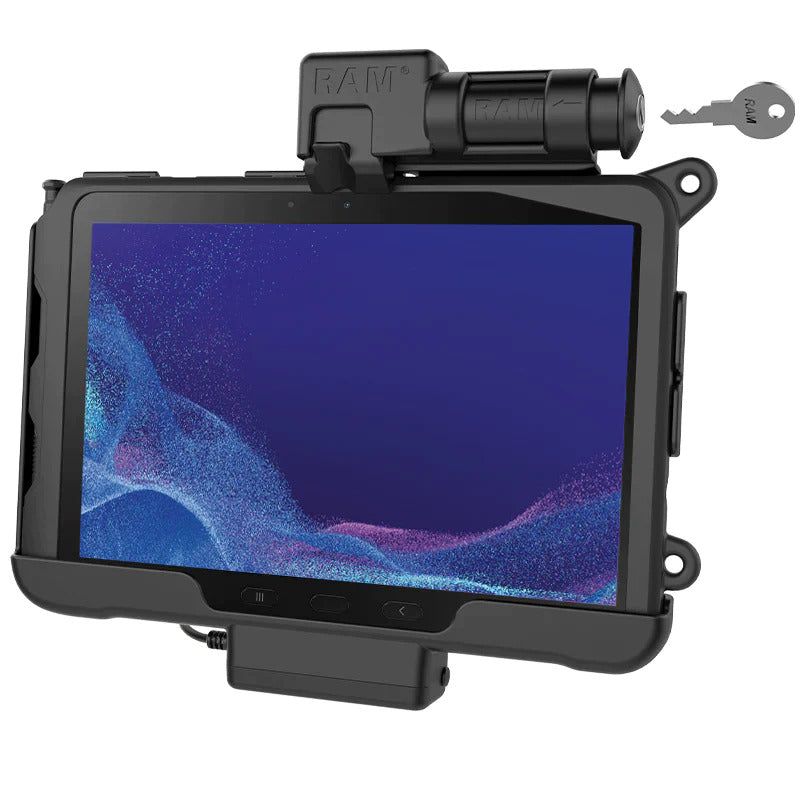 RAM-HOL-SAM57PKLU RAM Skin Key Lock Powered Cradle Tab Active4 Pro Tab Active Pro - with tablet 