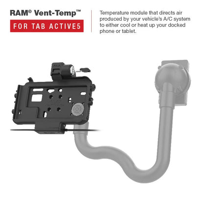 RAM-HOL-SAM58CPKLT-AURAM® Low-Profile Locking Power + Single USB Dock for Tab Active5 & 3 with Vent Temp accessory 