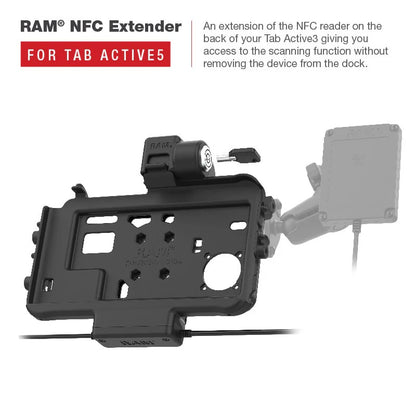RAM-HOL-SAM58CPKLT-AURAM® Low-Profile Locking Power + Single USB Dock for Tab Active5 & 3 with RAM NFC Extender 