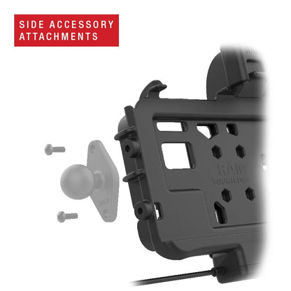 RAM-HOL-SAM58CPKLT-AURAM® Low-Profile Locking Power + Single USB Dock for Tab Active5 & 3 side accessory attachments 