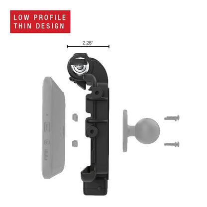 RAM-HOL-SAM58CPKLT-AURAM® Low-Profile Locking Power + Single USB Dock for Tab Active5 & 3 side view 