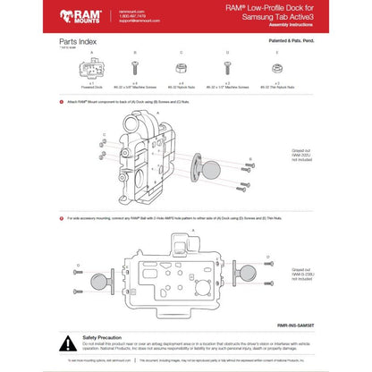 RAM-HOL-SAM58CPKLT-AU RAM® Low-Profile Locking Power + Single USB Dock for Tab Active5 & 3 assembly instructions 