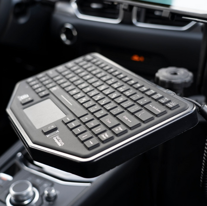 RAM-KB2-USB GDS® Keyboard™ with Track Pad mounted in a truck cab