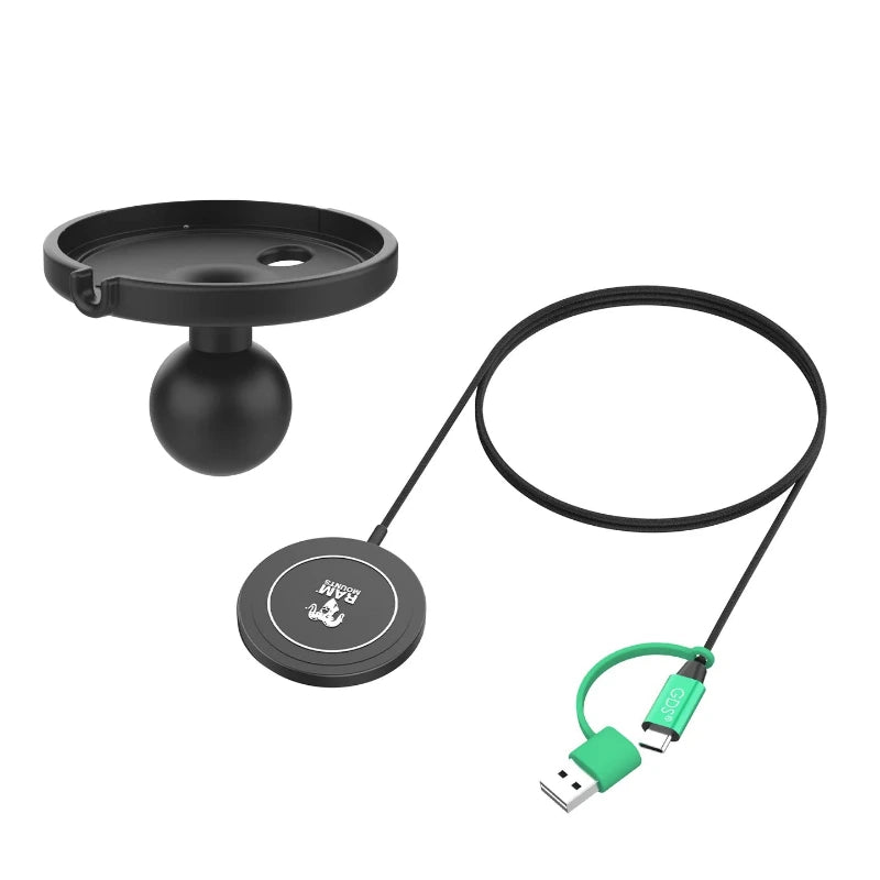 RAM® Ball Adapter with RAM® Qi2 15W Wireless Charger with cable 