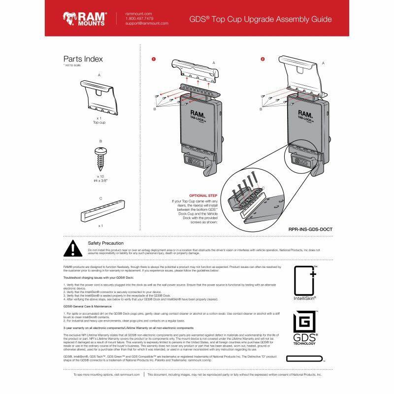 RAM GDS Top Cup for Vehicle Dock - Samsung Galaxy Tab S5e & Tab A 10.1 2019