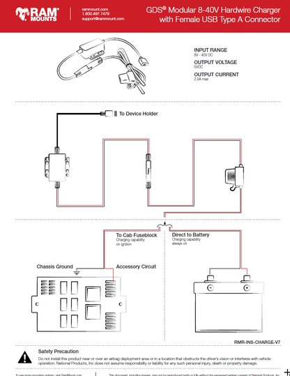 RAM EZ-Roll'r Cradle for Samsung Tab Active2 - Key-Locking Power & Data Cradle