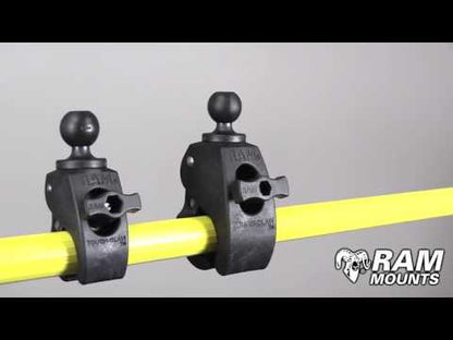 RAM Tough-Claw Medium Clamp Double Ball Mount with Round Plate