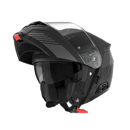 Sena Specter smart touring helmet showing flip up feature and sun visor 