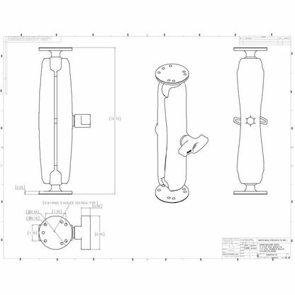 RAM Double Ball Mount with 2 Round Base Plates - C Series (1.5" Ball) - Long Arm