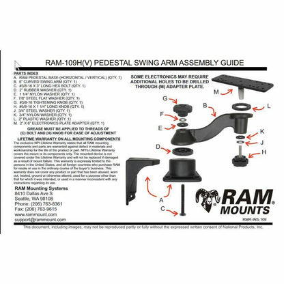 RAM Marine Swing Arm Curved - for Horizontal / Vertical Mounts