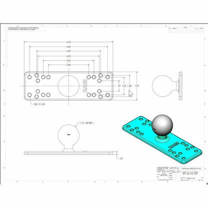 RAM Marine Swing Arm - Double with Horizontal Base for Fishfinders & Plotters