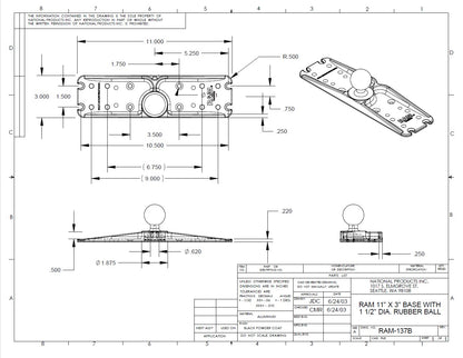 RAM Large Marine Electronics Mount - C Series - Medium Arm