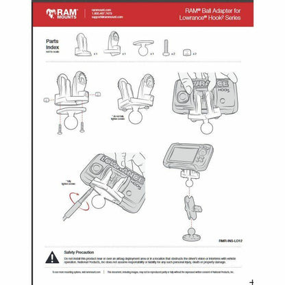 RAM Marine Lowrance Electronics Base - Hook / Reveal  - "HEAVY DUTY"