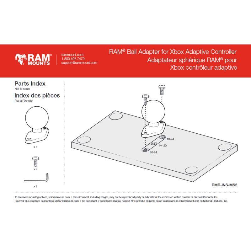 RAM Adaptor - for Xbox Adaptive Controller -  C Series 1.5" Ball